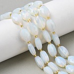 Opalite Beads Strands, Faceted, Horse Eye Shape, with Seed Beads, 14x9x6mm, Hole: 1.6mm, about 23pcs/strand, 15.16''(38.5cm)(G-A295-A12-01)