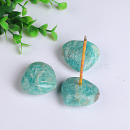 Natural Amazonite Gemstone Incense Burners, Heart Incense Holders, Home Office Teahouse Zen Buddhist Supplies, 40~60mm(INBU-PW0001-21)