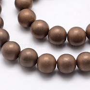 Electroplate Non-magnetic Synthetic Hematite Beads Strands, Matte Style, Round, Copper Plated, 6mm, Hole: 1mm, about 70pcs/strand, 15.7 inch(G-R363-6mm-05)