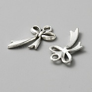 Tibetan Style Alloy Pendants, Bowknot Charms, Antique Silver, 20x11x2mm, Hole: 1.8mm(FIND-CJC0007-68)