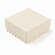 Cardboard Paper Jewelry Storage Boxes with Sponge, Gift Package Supplies, Square, Antique White, 7.5x7.5x3.4cm(CON-P023-01B-02)