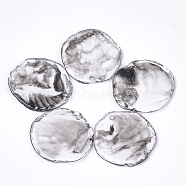 Resin Pendants, Imitation Gemstone, Flat Round, Clear & Black, 40x38~39x2.5mm, Hole: 3mm(RESI-S374-12E)