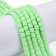 Handmade Polymer Clay Bead Strands, Column, Pale Green, 6.5x6mm, Hole: 1.2mm, about 61pcs/strand, 15.75 inch(40cm)(X-CLAY-ZX006-01-61)