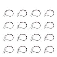 Tarnish Resistant 304 Stainless Steel Leverback Earring Findings, with Loop, Stainless Steel Color, 15x10x2mm, Hole: 1.5mm(STAS-L190-14P)