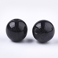 Resin Beads, Imitation Gemstone, Round, Black, 12mm, Hole: 2mm(RESI-S377-14A-01)