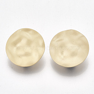 Iron Stud Earring Findings, with Steel Pins and Loop, Hammered Flat Round, Matte Gold Color, 25mm, Hole: 3.5mm, Pin: 0.7mm(X-IFIN-T010-10)