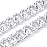 Aluminum Curb Chains, Unwelded, Silver, 23.5x18.5x4.5mm(CHA-N003-17S)