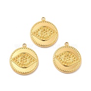 Ion Plating(IP) 304 Stainless Steel Pendant Rhinestone Settings, Flat Round with Eye, Real 18K Gold Plated, Fit for 1mm Rhinestone, 19x16x2.5mm, Hole: 1.4mm(STAS-I197-008G)