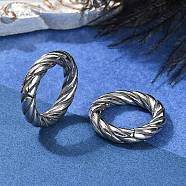 Twisted Ring 316 Surgical Stainless Steel Hoop Nose Rings, Antique Silver, 19.5x3.5mm(EJEW-G416-19E-AS)