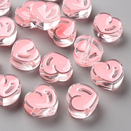 Transparent Enamel Acrylic Beads, Heart, Misty Rose, 20x21.5x9mm, Hole: 3.5mm(X-TACR-S155-004E)