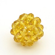 Transparent Glass Crystal Round Woven Beads, Cluster Beads, Gold, 27mm, Beads: 8mm(GLAA-A034-8mm-A06)