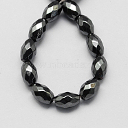 Magnetic Synthetic Hematite Beads Strands, Grade A, Faceted, Oval, Black, 8x5x5mm, Hole: 1mm, about 50pcs/strand, 15.5 inch(X-G-Q922-8x5mm)