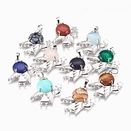 Natural & Synthetic Gemstone Pendants, with Platinum Tone  Findings, Angel, 37x32x8mm, Hole: 5x8mm(G-F573-A)