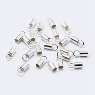 925 Sterling Silver Cord Ends, Silver, 6.5x3mm, Hole: 2mm, Inner Diameter: 2.5mm(STER-F036-21S-2.5mm)