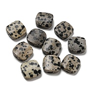 Natural Dalmatian Jasper Beads, Flat Square, 26.5~27x26.5~27x5~6mm, Hole: 0.9~1mm(G-B050-04B)