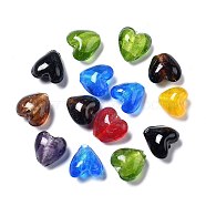 Handmade Silver Foil Glass Beads, for Mother's Day Gift Making, Heart, Mixed Color, 15x15mm, Hole: 1~2mm(SLH15MMY-1)