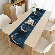 Eid Mubarak Table Runner Waterproof Rectangle Tablecloths, for Islamic Lantern Ramadan Dinner Party Decorations, Moon Pattern, 1800x330mm(RAMA-PW0001-12J)