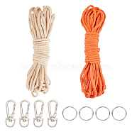CHGCRAFT DIY Keychain Making Kits, Including 2 Colors 8 Ply Cotton String Threads, 304 Stainless Steel Split Key Rings and Alloy Swivel Lobster Claw Clasps, Mixed Color, 5mm(DIY-CA0002-62)