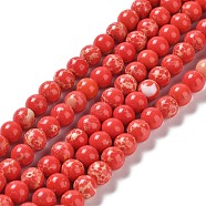 Synthetic Imperial Jasper Beads Strands, Dyed, Round, Red, 6mm, Hole: 0.8mm, about 63pcs/strand, 14.76 inch(37.5cm)(G-I199-35-6mm-D)