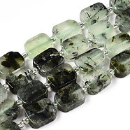 Natural Prehnite Beads Strands, with Seed Beads, Rectangle, 11~12.5x7.5~9.5x4.5~5.5mm, Hole: 0.9mm, seed beads: 3x3x2, hole: 0.8mm, about 28pcs/strand, 15.35''(38~39cm)(G-T138-23)