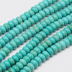 Synthetic Turquoise Beads Strands, Dyed, Rondelle, Turquoise, 4x2mm, Hole: 1mm, about 160pcs/strand, 15.5 inch(TURQ-G109-4x2mm-06)