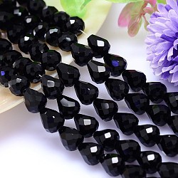 Faceted Teardrop Imitation Austrian Crystal Bead Strands, Grade AAA, Black, 8x6mm, Hole: 0.7~0.9mm, about 50pcs/strand, 15.7 inch(G-M185-8x6mm-23A)