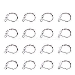 304 Stainless Steel Leverback Earring Findings, with Loop, Stainless Steel Color, 15x10x2mm, Hole: 1.5mm(STAS-L190-14P)