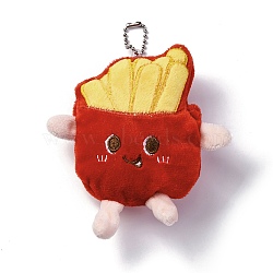 Cute Cartoon Plush Cloth Pendant Decoration, with Alloy Ball Chain, for Keychain Backpack Ornaments, French Fries, 158mm(HJEW-K048-01B)