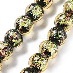 Handmade Foil Lampwork Beads Strands, Round, Champagne Yellow, 10mm, about 40pcs/strand, 14.57''(37cm)(FOIL-K003-06B-20)