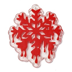 Halloween Theme Acrylic Pendants, Snowflake, 45.5x37.5x2.2mm, Hole: 1.8mm(OACR-Q098-02D)