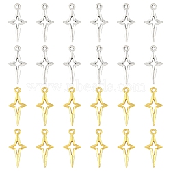 120Pcs 2 Styles Alloy Pendants, Star Charms, Mixed Color, 23x10x1.5~1.7mm, Hole: 1.6mm, 60pcs/style(FIND-YW0011-38)