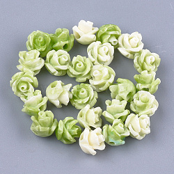 Synthetic Coral Beads, Dyed, Flower, Yellow Green, 6~7x6~7mm, Hole: 1.2mm(CORA-S027-30B)