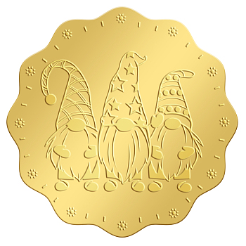 Self Adhesive Gold Foil Embossed Stickers, Medal Decoration Sticker, Gnome Pattern, 5x5cm