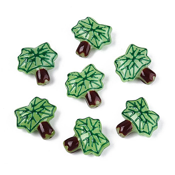 Handmade Lampwork Enamel Beads, Tree, Medium Sea Green, 20~21x20~21.1x8.9~9.2mm, Hole: 0.9~1.2mm