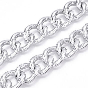 Aluminum Curb Chains, Unwelded, Silver, 23.5x18.5x4.5mm