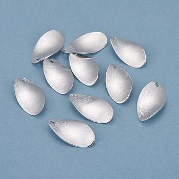 Brass Charms, Oval, 925 Sterling Silver Plated, 18x9x1mm, Hole: 1.2mm