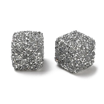 Resin Beads, with Rhinestone, Drusy Cube, Silver, 16x16x16mm, Hole: 3.6mm