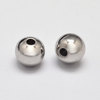 Rack Plating Brass Round Spacer Beads, Cadmium Free & Lead Free, Platinum, 3mm, Hole: 1mm