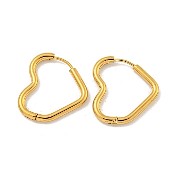 202 Stainless Steel Huggie Hoop Earrings, with 304 Stainless Steel Pins for Women, Golden, Heart, 26x2.5mm