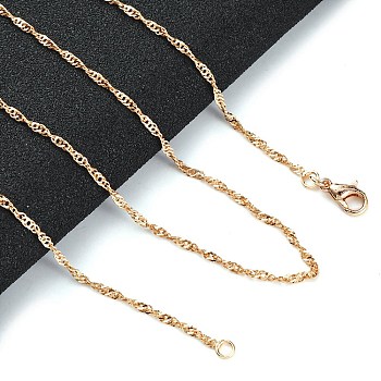 1.5mm Rack Plating Brass Singapore Chain Necklaces for Women Men, Cadmium Free & Lead Free, 901 Stainless Steel Clasp, Long-Lasting Plated, Light Gold, 23.62 inch(60cm)