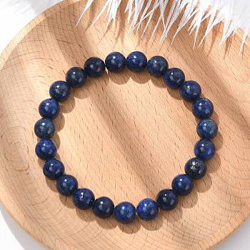 Natural Lapis Lazuli Beaded Stretch Bracelet, for Handcrafted Jewelry Women, 2 inch(5.2cm)