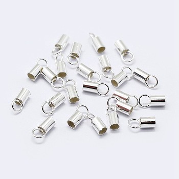 925 Sterling Silver Cord Ends, Silver, 6.5x3mm, Hole: 2mm, Inner Diameter: 2.5mm