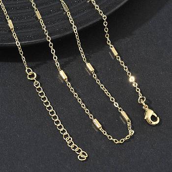 Brass Rectangle Link Chain Necklaces for Women, Long-Lasting Plated, Golden, 16.14 inch(41cm)