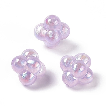 Opaque Acrylic Beads, with Glitter Powder, AB Color, Cloud, Plum, 17.5x18.5x15.5mm, Hole: 3mm