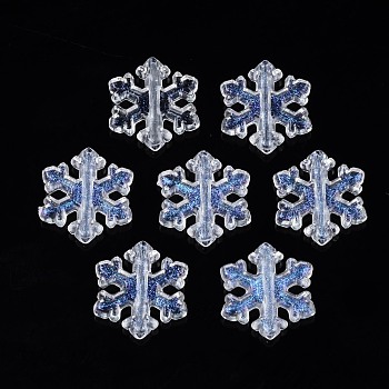 Transparent Acrylic Beads, Glitter Powder, Snowflake, Clear, 12x11.5x2.5mm, Hole: 1.5mm, about 250pcs/50g