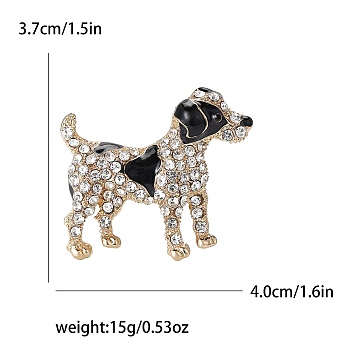 Enamel Pin, Alloy Rhinestone Brooch for Backpack Clothes, Dog, Golden, Black, 37x40mm