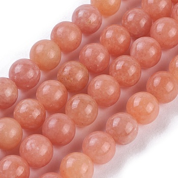 Natural Peach Calcite Beads Strands, Round, 6, Hole: 1mm, about 64~67pcs/strand, 15.3 inch~15.75 inch(39~40cm)
