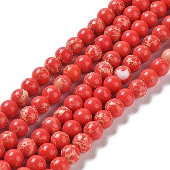 Synthetic Imperial Jasper Beads Strands, Dyed, Round, Red, 6mm, Hole: 0.8mm, about 63pcs/strand, 14.76 inch(37.5cm)