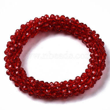 Faceted Transparent Glass Beads Stretch Bracelets(BJEW-S144-002F-02)-2