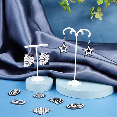 Sunnyclue bricolage kits de fabrication de boucles d'oreilles pendantes noir et blanc(DIY-SC0016-78)-4